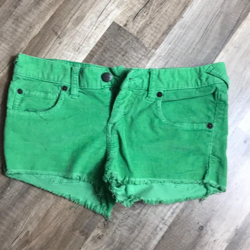 Rvca green surf cutoff corduroy shorts